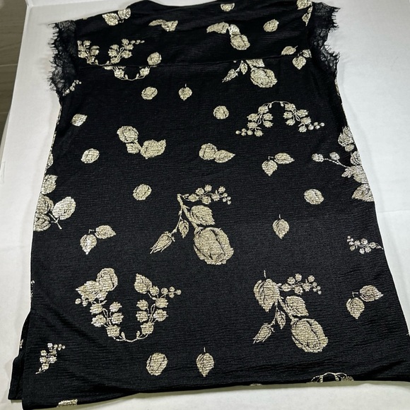 LuLaRoe elegant women’s size small black “SHEER” top With Gold Flowers - Picture 5 of 9
